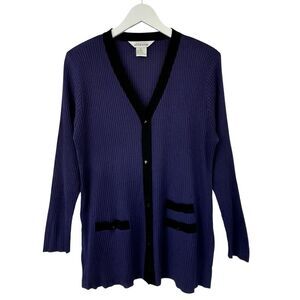 EXCLUSIVELY MISOOK Ribbed Cardigan Button Front Sweater Purple Casual Small EUC